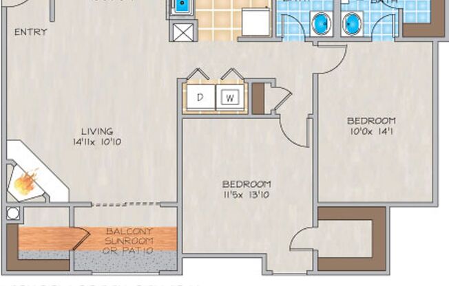 2 beds, 2 baths, 1,021 sqft, $1,465, Unit 243