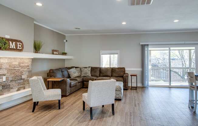 Spacious Living Room With Private Balcony at Nob Hill Apartments, Tennessee