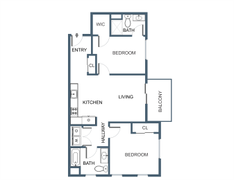 2 beds, 2 baths, 905 sqft, $2,667