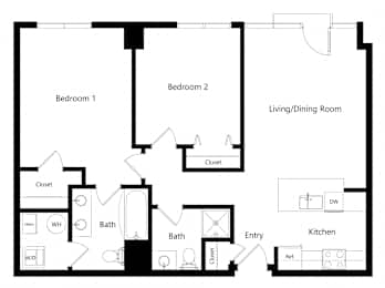 2 beds, 2 baths, 1,016 sqft, $2,070