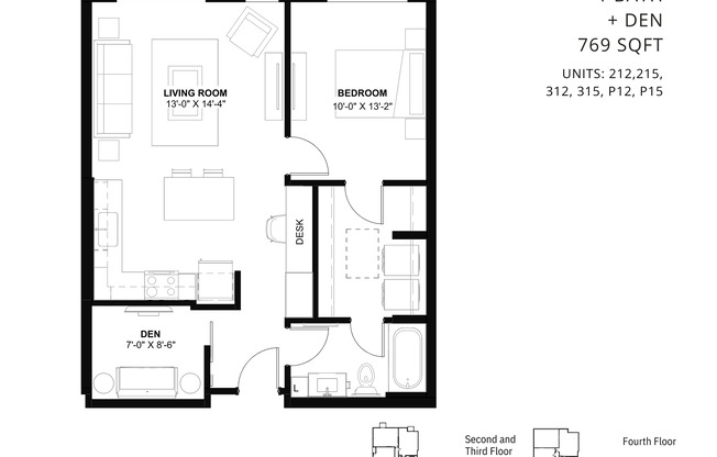 1 bed, 1 bath, 769 sqft, $2,195, Unit 215