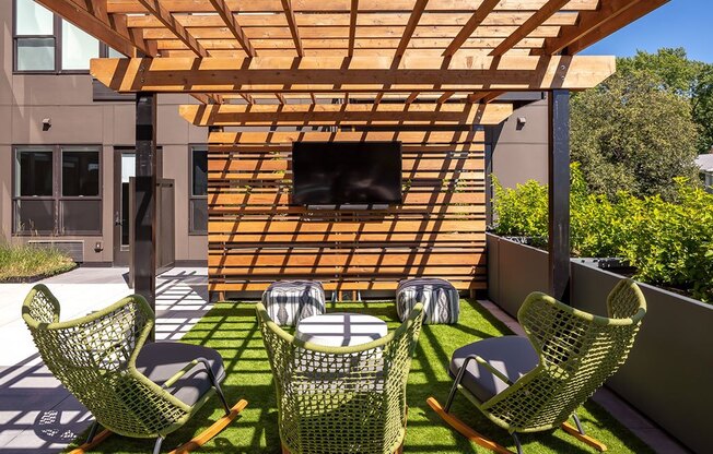 Outdoor lounge at Harper Apartments in St Paul, MN