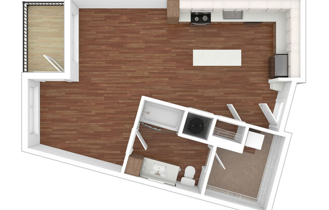 Studio, 1 bath, 625 sqft, $1,391