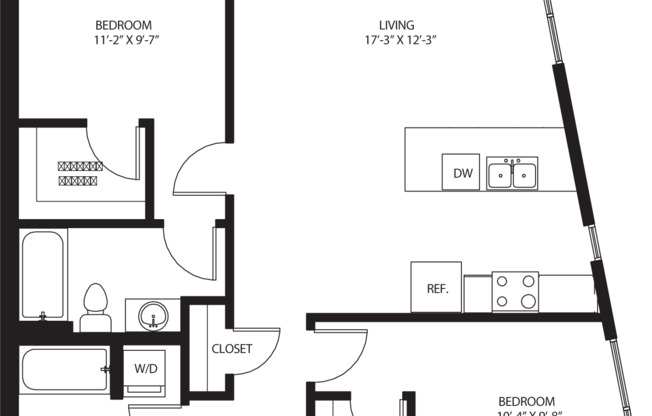 2 beds, 2 baths, 1,033 sqft, $3,794, Unit 602