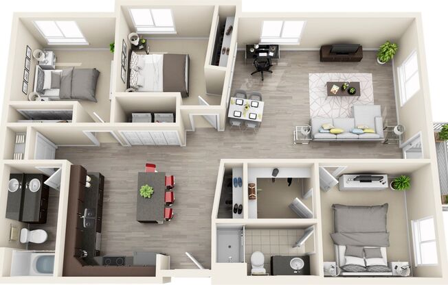 3 beds, 2 baths, 1,357 sqft, $1,600, Unit 211