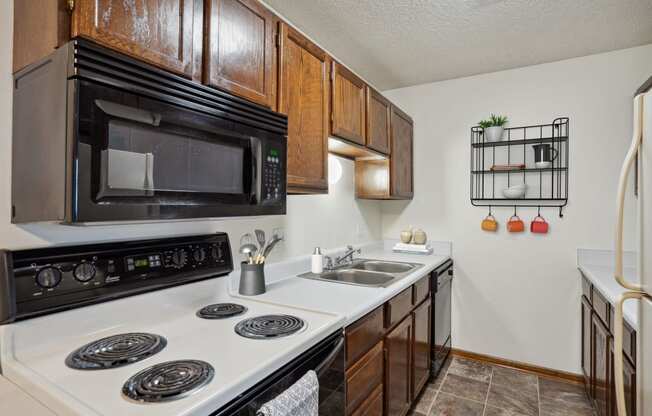 Kitchen with Black and White Appliances