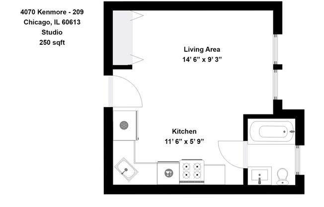 Studio, 1 bath, 250 sqft, $995, Unit 4070-209