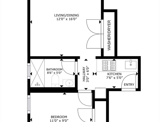 1 bed, 1 bath, 500 sqft, $3,100, Unit 2