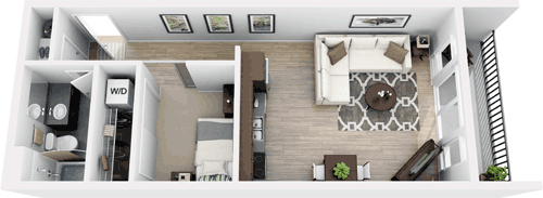 Studio, 1 bath, 612 sqft, $2,185, Unit 603