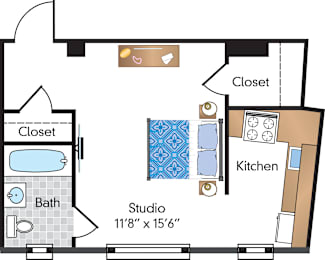 Studio, 1 bath, 428 sqft, $1,999