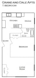 1 bed, 1 bath, 685 sqft, $1,234