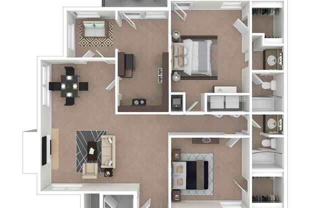 2 beds, 2 baths, 1,260 sqft, $1,250