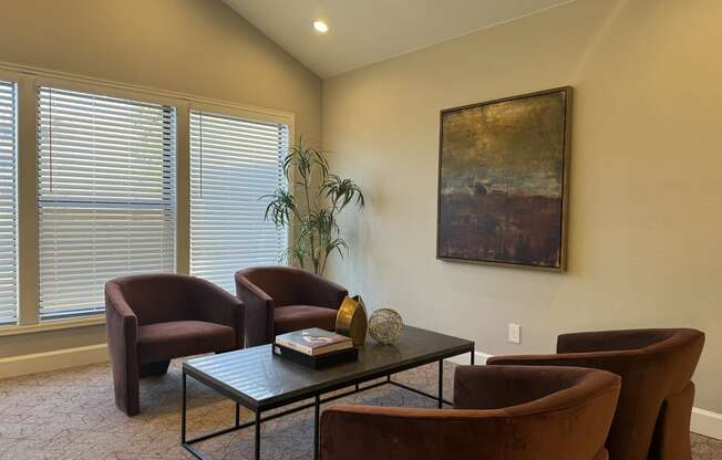 Lounge room with chairs and a coffee table