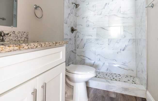 an image of a bathroom with a toilet and a shower