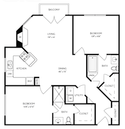 2 beds, 2 baths, 967 sqft, $2,159
