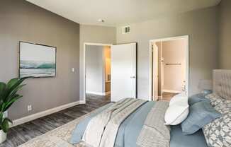 Madison at Black Mountain apartments photo of a bedroom with hardwood flooring