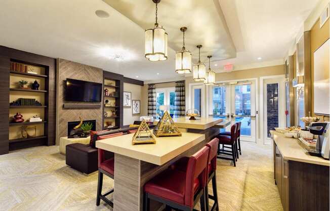 Coffee Bar and Entertainment Area at Tapestry Bocage Apartments in Baton Rouge, Louisiana