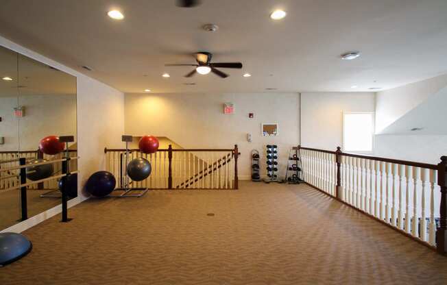 This is a photo of the yoga/dance room in the Fitness Center at Nantucket Apartments in Loveland, OH.