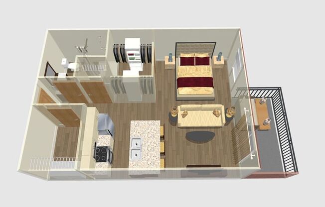 Studio, 1 bath, 563 sqft, $1,550, Unit 104-123
