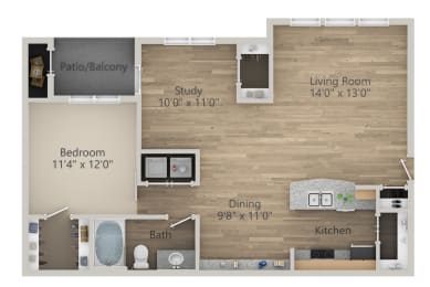 1 bed, 1 bath, 989 sqft, $1,745