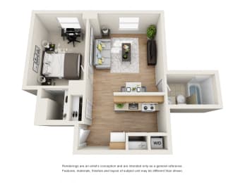 1 bed, 1 bath, 559 sqft, $1,750