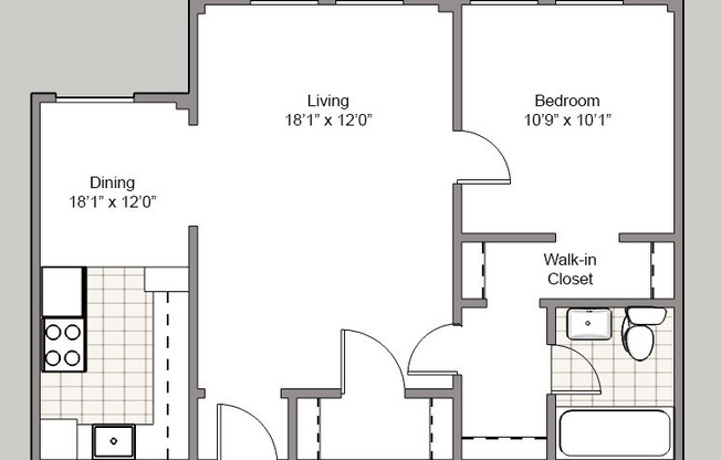 1 bed, 1 bath, 630 sqft, $1,550, Unit 201
