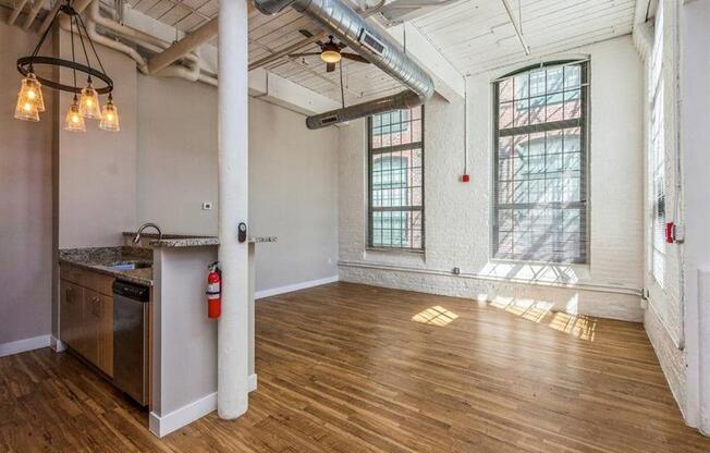 Room with wooden flooring at Rising Sun Mills, Providence, 02909