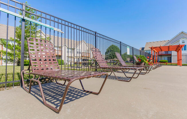 Sun Lounge Chairs On The Pool Sundeck