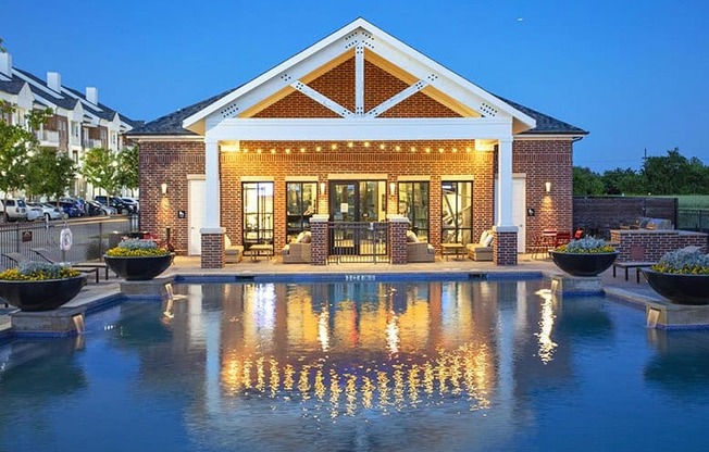 Pool at twilight at McKinney Village, Texas, 75069