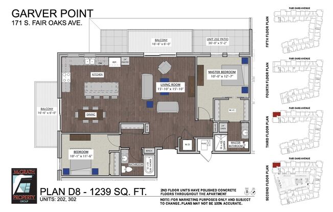 2 beds, 2 baths, 1,239 sqft, $2,725, Unit 202