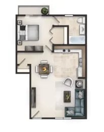 1 bed, 1 bath, 600 sqft, $899