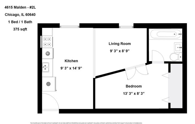 1 bed, 1 bath, 375 sqft, $1,365, Unit 4615-2L