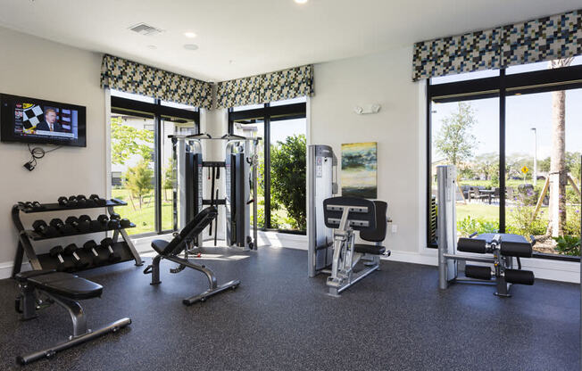 Channelside apartments in Fort Myers, Fl photo of fitness center- free weights, weighted machines