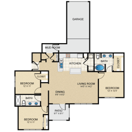 3 beds, 2 baths, 1,393 sqft, $2,194