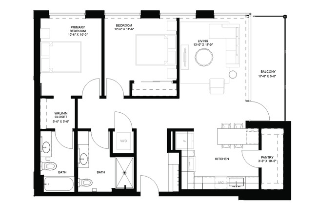 2 beds, 2 baths, 1,018 sqft, $2,100, Unit 202