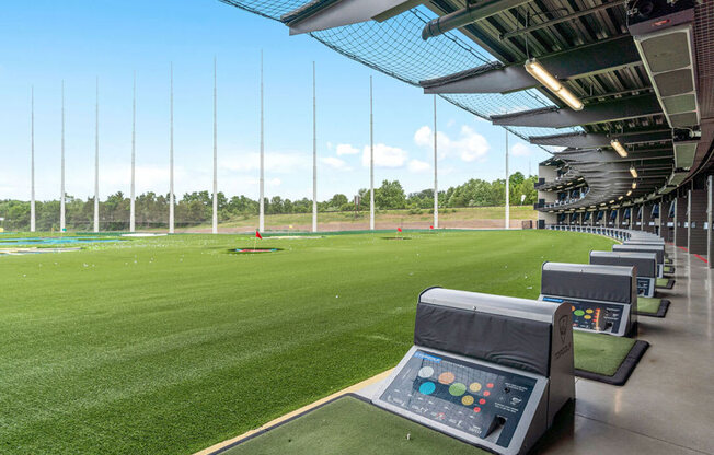 a view of a soccer field from the stands of a stadium