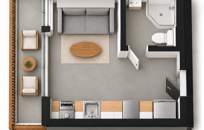 Studio, 1 bath, $2,195, Unit 101