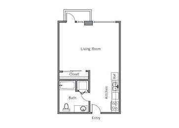 Studio, 1 bath, 536 sqft, $1,591