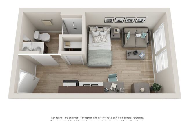 Studio, 1 bath, 295 sqft, $1,050, Unit 215