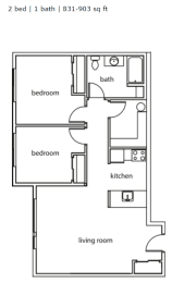 2 beds, 1 bath, 885 sqft, $1,203