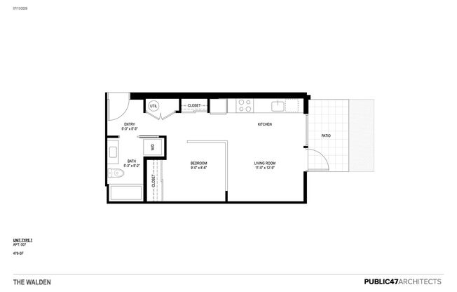 Studio, 1 bath, 422 sqft, $1,550, Unit Unit 04