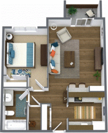 1 bed, 1 bath, 650 sqft, $1,629