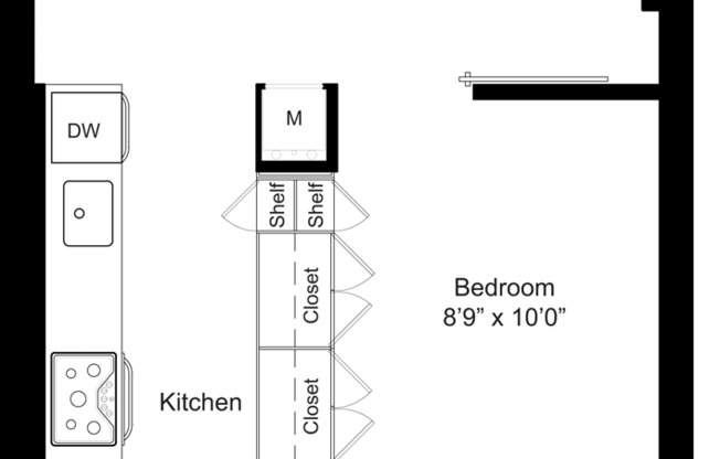 Studio, 1 bath, 600 sqft, $2,280, Unit 2307