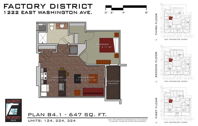 1 bed, 1 bath, 647 sqft, $1,845, Unit 324