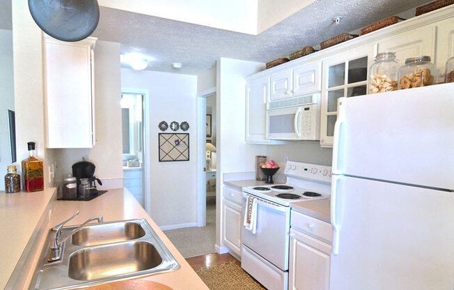 Kitchen galley in apartments in Columbus OH at The Farms Apartments, Columbus, Ohio