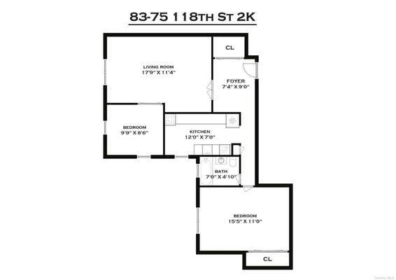 2 beds, 1 bath, $2,500, Unit 2K