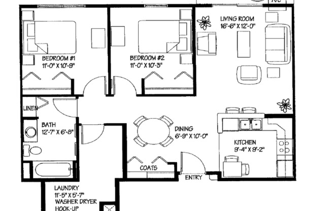 2 beds, 1 bath, $1,147