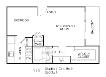 Studio, 1 bath, 560 sqft, $855