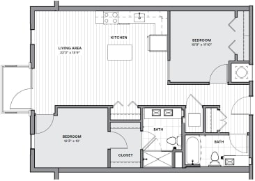 2 beds, 2 baths, 995 sqft, $3,758