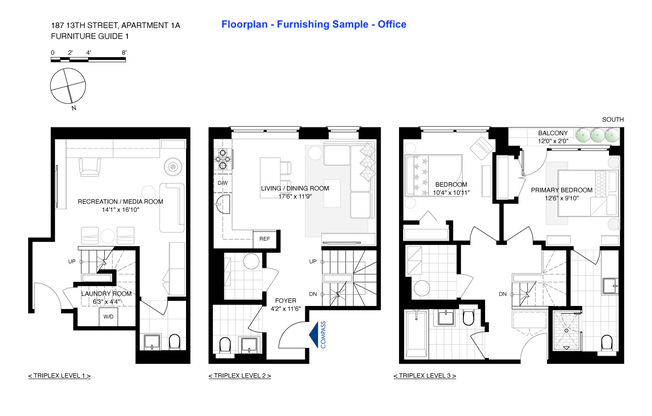 2 beds, 3 baths, 1,448 sqft, $4,995, Unit 1A